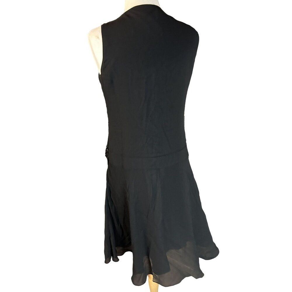 Cynthia Howie Black Silk Dress W/ Beaded Bodice & Flowy Skirt Size 10 - Picture 4 of 6